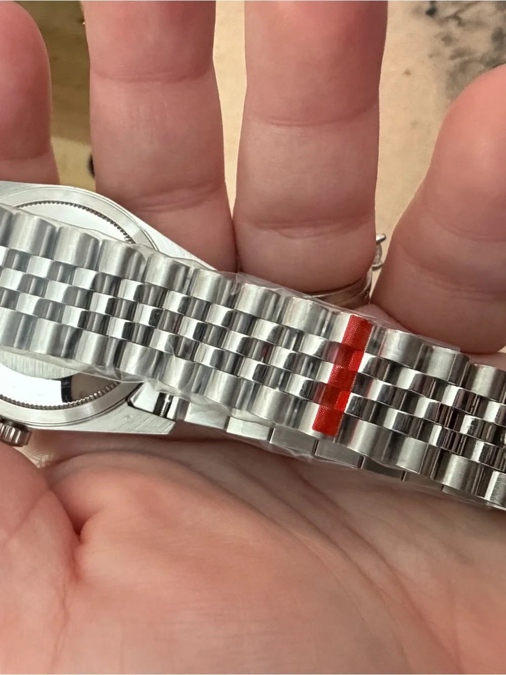 36mm Women's Stainless Steel Watch with Blue Dial and Diamond Markers